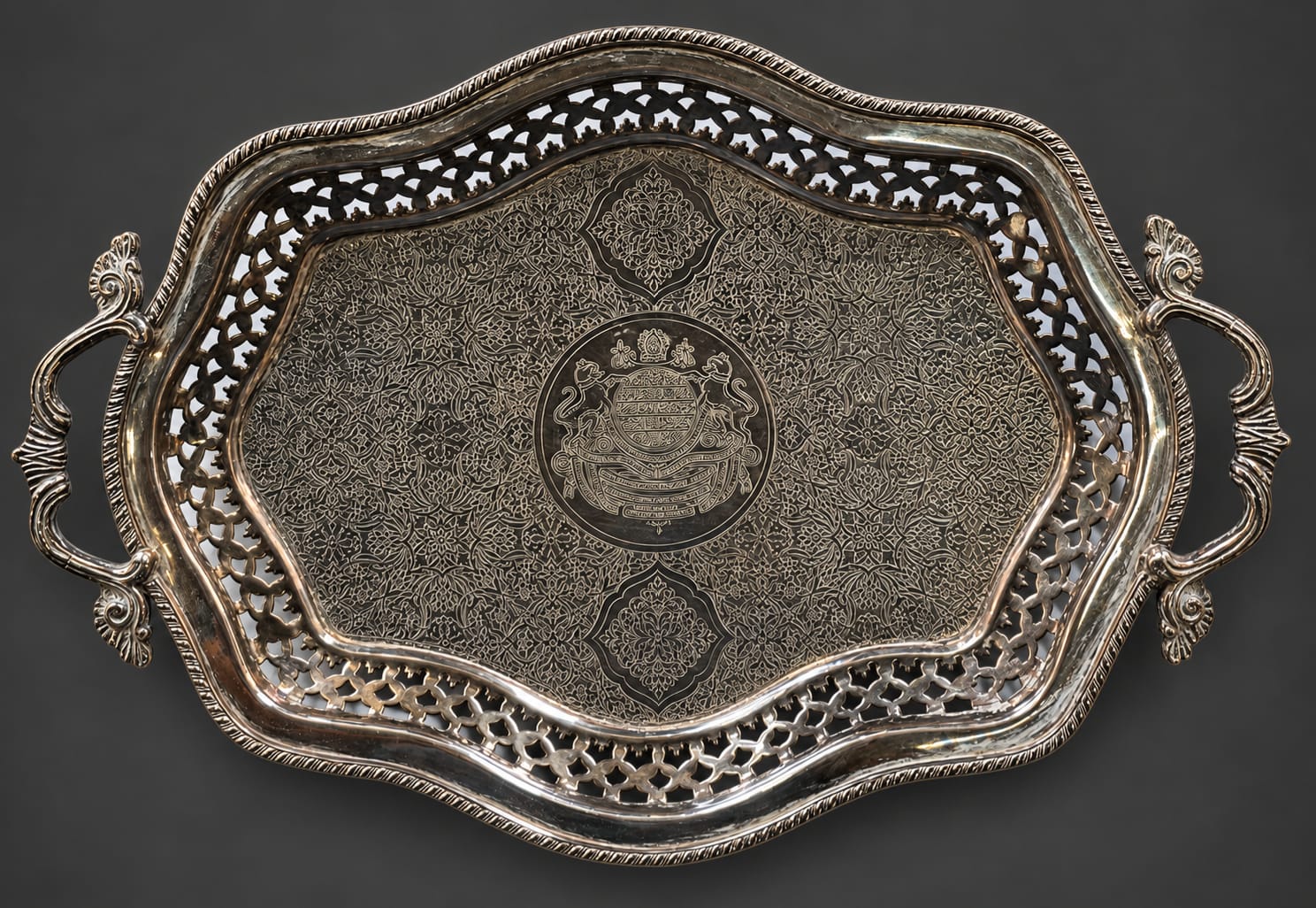 Nizam of Hyderabad Silver coated brass Tray